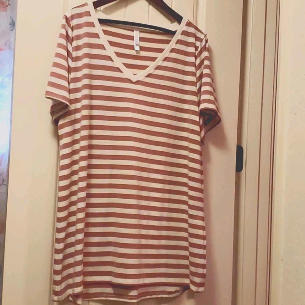 LuLaRoe Christy Mauve & White Stripes